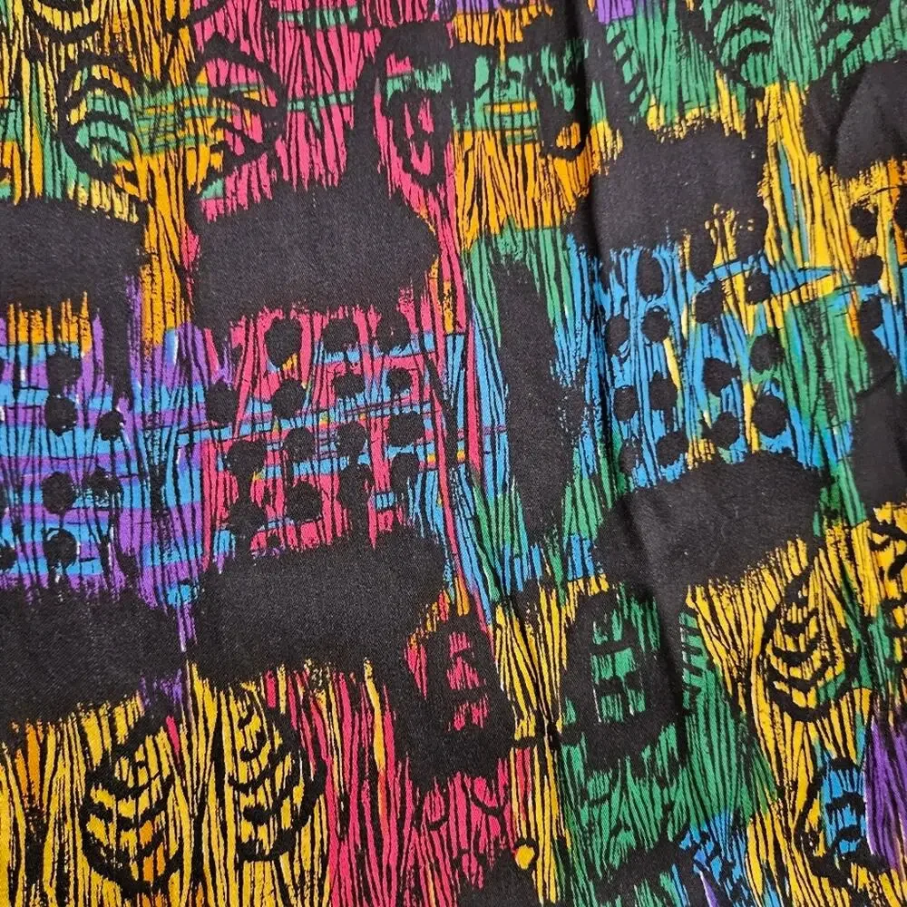 Vintage Gil Ambez Knits 2 Piece Set Abstract Tribal Shirt Pants Sz 10 Outfit Y2K